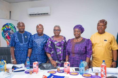 L-R: Mr. Anthony Didioma  (Vice President NDTA), Mr. Henry Ojo (President NDTA Lagos State Chapter), Rtd. Col. Obigho, Mrs. M. O. Ojo (Registrar DThRBN) & Dr. Dele Anisere.